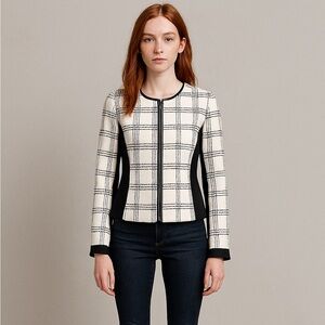 Worth black and white plaid zip up jacket